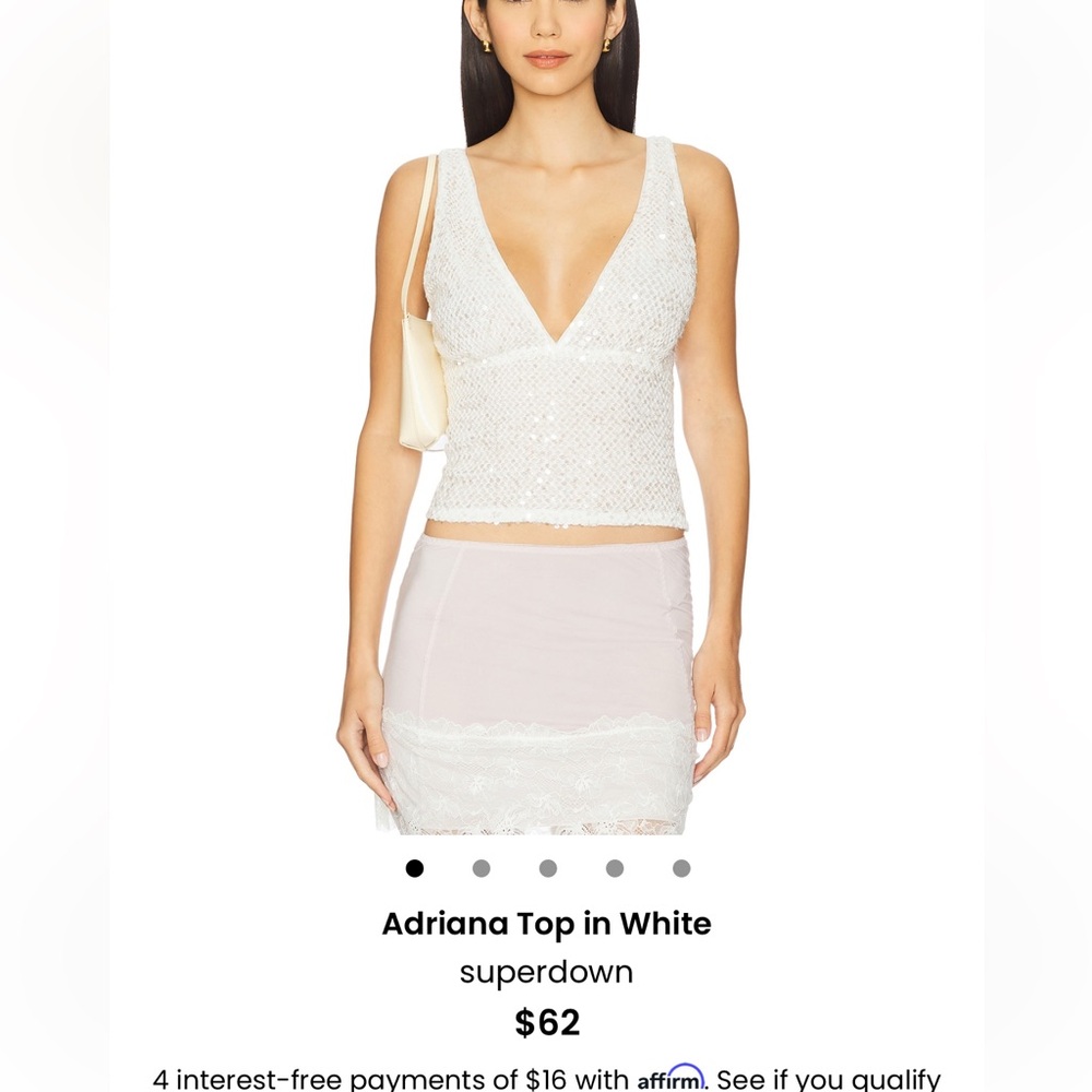 Superdown Adriana White Sequin Top